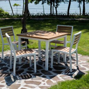 Catalina square teak dining table for outdoor dining and hospitality projects