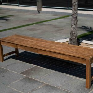 Catalina teak backless bench for outdoor, hospitality and commercial projects