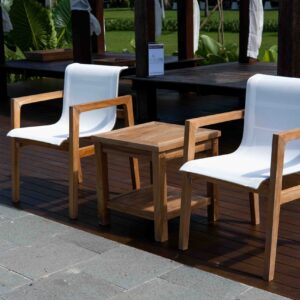 Catalina Oceana teak chair with sling fabric for outdoor and hospitality projects