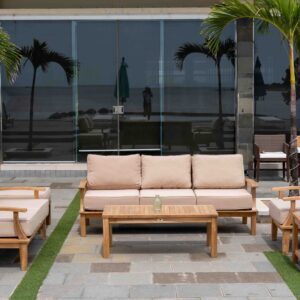 Pavillion teak couch sofa for outdoor lounge and hospitality projects