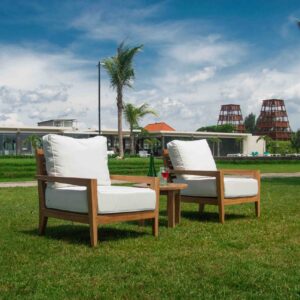 Catalina Dahlia teak chair for outdoor lounge and hospitality projects